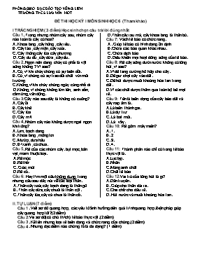 Đề thi học kì I môn Sinh học 6 (Tham khảo) - Trường THCS Lưu Văn Mót